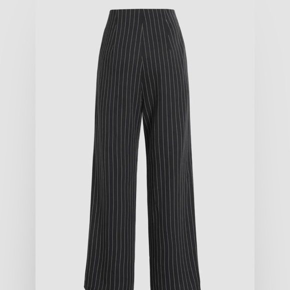 Pinstriped Button Down Straight Wide Leg Trousers XS - Picture 2 of 8